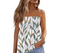 Haut Dos Nu Femme,Femmes Sexy sans Manches Plissé Débardeur Élastique Doux Ruché Boheme Tube Top Chemise sans Bretelles Bandeau Idee Cadeau Femme,Vert Menthe,XXL,A188