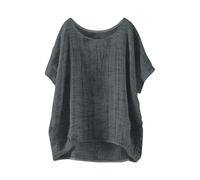 Haut en lin pour femme - Haut d'été surdimensionné à manches courtes - Coupe ample - En coton et lin - Pour le bureau - Tunique habillée - Chemisier tendance - Vêtement de plage