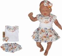 Haut en mousseline, short avec jupe + bandeau, ensemble 3D, Fleurs Z&Z, blanc, taille 98