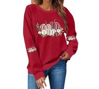 Haut en polaire pour femme - Sweat-shirt pour le cancer du sein pour femme - Décontracté - Sweat surdimensionné à manches longues - Pull d'automne à col roulé - Manches longues, Rouge, S