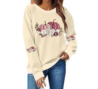 Haut en polaire pour femme - Sweat-shirt pour le cancer du sein pour femme - Décontracté - Sweat surdimensionné à manches longues - Pull d'automne à col roulé - Manches longues, beige, XL