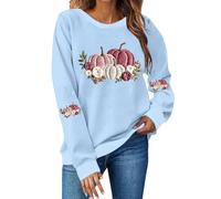 Haut en polaire pour femme - Sweat-shirt pour le cancer du sein pour femme - Décontracté - Sweat surdimensionné à manches longues - Pull d'automne à col roulé - Manches longues, bleu clair, S