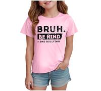 Haut Enfant imprimé -harcèlement Tee-Shirt col Rond Manches Courtes vêtement Scolaire Tenue décontractée pour garçon et Fille Quotidien (5-6 Years)