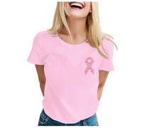 Haut Femme à Message de Sensibilisation Internationale au Cancer du Sein Manches Courtes Col Rond Tee Shirt de Soutien et d’Espoir(XXXL)