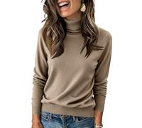Haut Femme Chic Et Elegant Coton Grande Taille Pull Femme Chic Et Elegant Col roulé Oversize Cachemire Sweatshirts Top Automne Polaire Pas Cher Tshirt Basique Classics Sweat(Chameau,XXL)