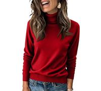 Haut Femme Chic Et Elegant Coton Oversize Pull Femme Hiver Chaud Col roulé Grande Taille Cachemire Sweat T Shirt Polaire Automne Pas Cher Tshirt Slim Fit Classics Sweatshirts(Vin,XL)