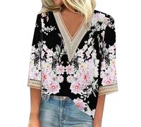 Haut Femme Soiree Soldes Chemisier Femme Manche 3/4 Transparent Vetements Chic Tee Shirts Long Blanc Bleu Tops Voile Fluide Mousseline Tunique Blanche Dentelle Grande Taille Beige Petit Haut