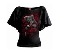 Haut Femme Spira Bed Of Roses Imprimé Chat & Roses Noir