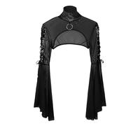 Haut Gothique Femme Boléro en Dentelle Sexy Boléro Shrug à Manches Longues Blouse Court Vintage Punk Crop Top Rétro Shrug Gothique Haut Dentelle Cocktail Soirée Club Bal Party Halloween
