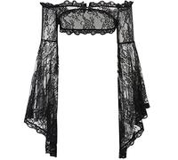 Haut gothique pour femme - Style punk - Haut court en maille transparente - Manches longues - Noir - Tenue de festival, Haut gothique en dentelle transparente Emo pour femme, Small