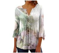 Haut Grande Taille Femme Chemise Chic Imprimé Floral Automne Pull-over Manches Longues Col en V Décontracté Vêtements Plissé Chic et Élégant Tops Casual Mode Respirant Blouse Doux Confortables