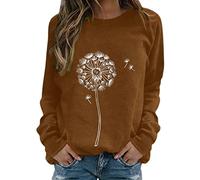 Haut graphique habillé pour femme - Chemisier décontracté en dentelle à manches longues - Pull basique ample pour l'automne, 4-aw, Taille M
