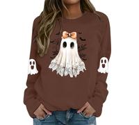 Haut Halloween Femme Imprimé Fantôme, Sweat Femme sans Capuche Manche Longue Décontracté Coupe Slim Vintage Chic Pullover Style Gothique Cosplay Renaissance Doux Confortable Carnaval Fête Vêtements