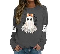Haut Halloween Femme Imprimé Fantôme, Sweat Femme sans Capuche Manche Longue Décontracté Coupe Slim Vintage Chic Pullover Style Gothique Cosplay Renaissance Doux Confortable Carnaval Fête Vêtements