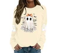 Haut Halloween Femme Imprimé Fantôme, Sweat Femme sans Capuche Manche Longue Décontracté Coupe Slim Vintage Chic Pullover Style Gothique Cosplay Renaissance Doux Confortable Carnaval Fête Vêtements