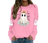 Haut Halloween Femme Imprimé Fantôme, Sweat Femme sans Capuche Manche Longue Décontracté Coupe Slim Vintage Chic Pullover Style Gothique Cosplay Renaissance Doux Confortable Carnaval Fête Vêtements