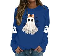Haut Halloween Femme Imprimé Fantôme, Sweat Femme sans Capuche Manche Longue Décontracté Coupe Slim Vintage Chic Pullover Style Gothique Cosplay Renaissance Doux Confortable Carnaval Fête Vêtements