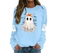 Haut Halloween Femme Imprimé Fantôme, Sweat Femme sans Capuche Manche Longue Décontracté Coupe Slim Vintage Chic Pullover Style Gothique Cosplay Renaissance Doux Confortable Carnaval Fête Vêtements