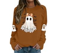 Haut Halloween Femme Imprimé Fantôme, Sweat Femme sans Capuche Manche Longue Décontracté Coupe Slim Vintage Chic Pullover Style Gothique Cosplay Renaissance Doux Confortable Carnaval Fête Vêtements