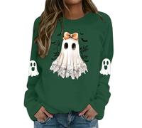 Haut Halloween Femme Imprimé Fantôme, Sweat Femme sans Capuche Manche Longue Décontracté Coupe Slim Vintage Chic Pullover Style Gothique Cosplay Renaissance Doux Confortable Carnaval Fête Vêtements