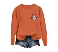 Haut Halloween Femme Pull avec Imprimé De Citrouille Mignon Manches Longues Vintage Chemisette Surnaturelle Et Magique Tops Festif De Mode Costume pour Le Festival (Orange, XL)