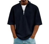 Haut Homme Casual D'été à Manches Mi-Longues Et Zip Quart Fabriqué Tee Shirt Décontracté Homme Simple élégant Et Polyvalent Confortable Léger Doux Idéal pour Un Usage Quotidien Décontracté