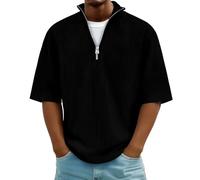 Haut Homme Casual D'été à Manches Mi-Longues Et Zip Quart Fabriqué Tee Shirt Décontracté Homme Simple élégant Et Polyvalent Confortable Léger Doux Idéal pour Un Usage Quotidien Décontracté