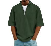 Haut Homme Casual D'été à Manches Mi-Longues Et Zip Quart Fabriqué Tee Shirt Décontracté Homme Simple élégant Et Polyvalent Confortable Léger Doux Idéal pour Un Usage Quotidien Décontracté