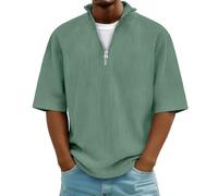 Haut Homme Casual D'été à Manches Mi-Longues Et Zip Quart Fabriqué Tee Shirt Décontracté Homme Simple élégant Et Polyvalent Confortable Léger Doux Idéal pour Un Usage Quotidien Décontracté