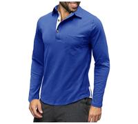 Haut Homme Slim Fit- Polo Manche Longue Homme Grande Taille,Top Col Revers avec Boutons Poche Travail Tunique Décontractés Classique d'affaires Business Entreprise Pas Cher Classique Chemise