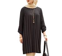 Haut long à la mode musulmane, décontracté, ample à manches longues, Abayas pour femmes, Dubaï Abaya, chemisier islam, chemises solides islam, vêtements pour grande taille pour enfants et filles pour