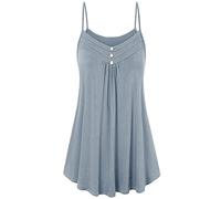 Haut long pour femme - Extra long - Spaghetti - En coton - Camisole - Grande taille - Basique - Sans manches - Col rond - Décontracté - Pour l'été - Coupe ample, gris, XXXXL