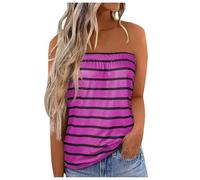 Haut long tube pour femme sans bretelles à rayures Y2K - Bustier dos nu rayé pour rendez-vous galant, soirée, épaules dénudées, tenues de soirée à épaules dénudées, violet, XXL