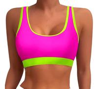 Haut Maillot De Bain Femme Bandeau Grande Taille Brassière Soutien Gorge Intégré Bikini pour Bustier Brassiere Hauts Maillots Push Up Maillot'de Tankini Menstruel Haute Rembourré Vintage Triangle