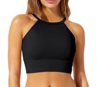 Haut Maillot De Bain Femme débardeur Bretelles Fines sans Bas réglables Dos Nu Floral Sexy Cou Suspendu Plain Bikini Bandeau Top