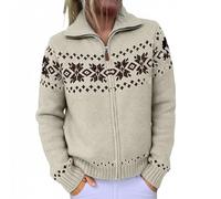 Haut Manche Longue Femme, Pull en Fair Isle à Blocs de Couleurs et Manches Longues