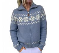 Haut Manche Longue Femme, Pull en Fair Isle à Blocs de Couleurs et Manches Longues