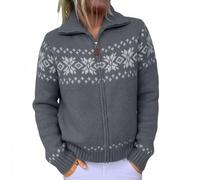 Haut Manche Longue Femme, Pull en Fair Isle à Blocs de Couleurs et Manches Longues