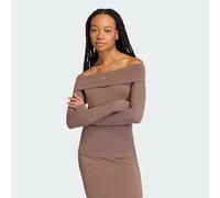 Adidas Originals Off-shoulder Long Sleeve T-shirt Marron S Femme