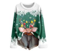 Haut Noel Femme Chic - Pull féminin en Tricot Motif Fair Isle Style Tunique Manches Longues col Rond Fil Doux pour Occasions festives Tenue décontractée hivernale