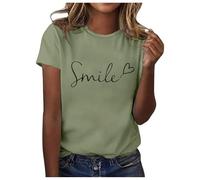 Haut Noir Femme Sexy Mode Printemps Femmes Casual Imprimé Floral Manches Courtes T-Shirt Blouse Top Tumblr Hoodie, Vert armée., M