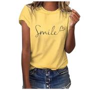 Haut Noir Femme Sexy Mode Printemps Femmes Casual Imprimé Floral Manches Courtes T-Shirt Blouse Top Tumblr Hoodie, jaune, S