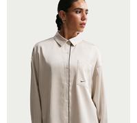 Haut oversize à manches longues en satin Nike pour Femme Light Bone/Noir L (FR 46-48)