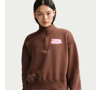 Haut oversize en tissu Fleece à 1/4 de zip Nike pour femme Fauna Brown S (FR 38-40)