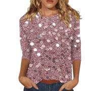 Haut Paillettes Femme Soirée, Blouse Femme Chic Et Élégant Chemise Transparent Tenue Fete Reveillon Party Club Haut Casual Loose Manches Longues Débardeur Tee Shirt Sequins Noël Top 2#Or Rose S