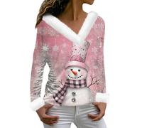 Haut Paillettes Femme Soirée Chic Pull de Noel Drole Mode Et Original Et Élégant Deguisement Noel Adulte Drole Déguisement Noël Vêtement Femme Rose M