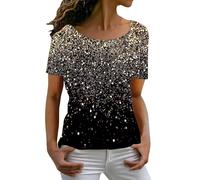 Haut Paillettes Femme Soirée | T-Shirts Manches Courtes Femme Plus Size Tee Shirt Grande Taille Imprimé Floral T Shirt Décontractés Tshirt Lâche Summer Top Party Night Blouse Chic Et Élégant Tops