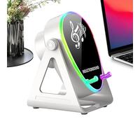 Haut-parleur à induction - Amplificateur audio, support stéréo rotatif pour booster le son du téléphone, appareil de signal sans fil avec fonction lumière, station d'accueil pour la lecture multimédia