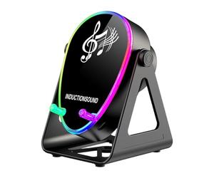 Haut-parleur à induction - Amplificateur audio, support stéréo rotatif pour booster le son du téléphone, appareil de signal sans fil avec fonction lumière, station d'accueil pour la lecture multimédia