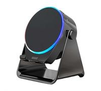 Haut-parleur à induction sans fil, support de téléphone Bluetooth 4 en 1 avec lumière RVB, support de téléphone rotatif à 360°, base antidérapante, son surround HD, cadeau d'anniversaire pour homme et